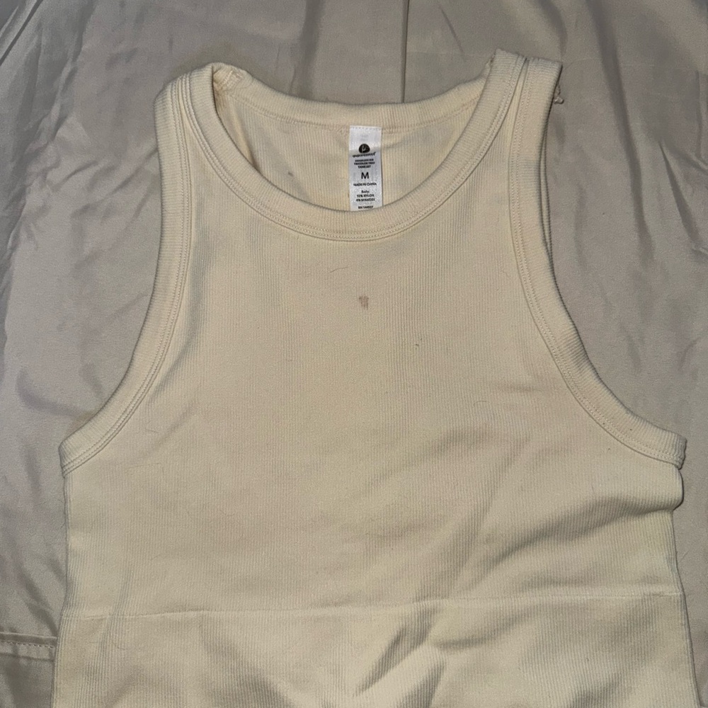 Cream Sleeveless Crop Top